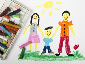 41760532 - oil pastels drawing: happy family
